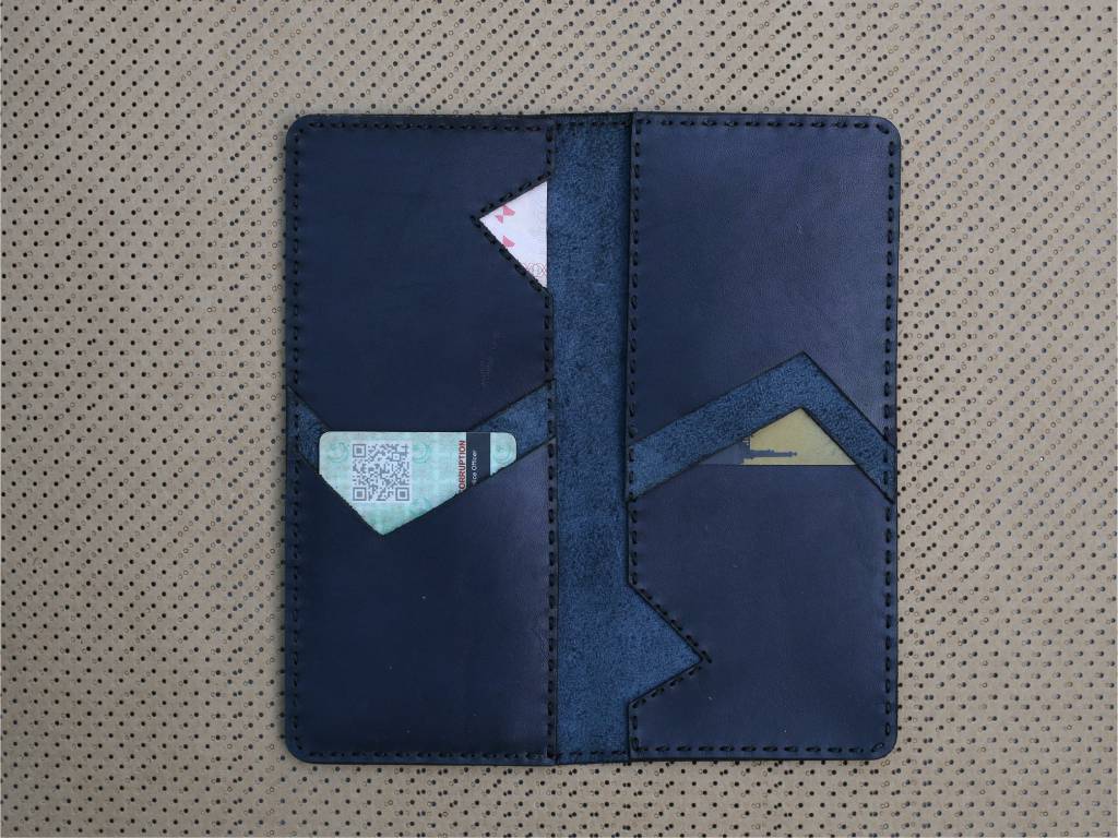 Soft Cow Leather Long Wallet Royal Blue # 0022 - Le Mesh