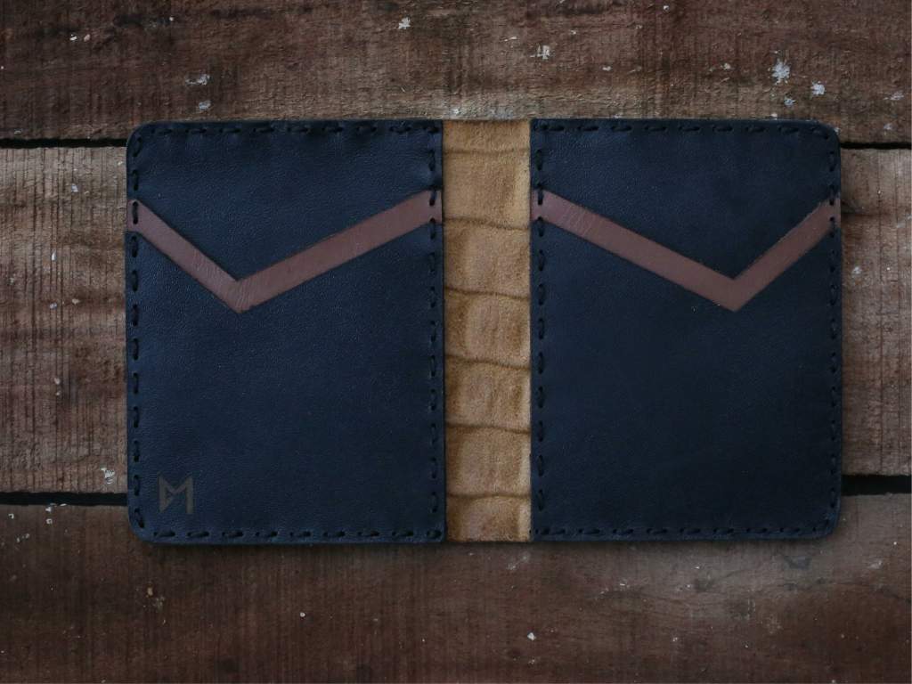 Cow Leather Card Holder Brown Crocodile Texture #0047 - Le Mesh