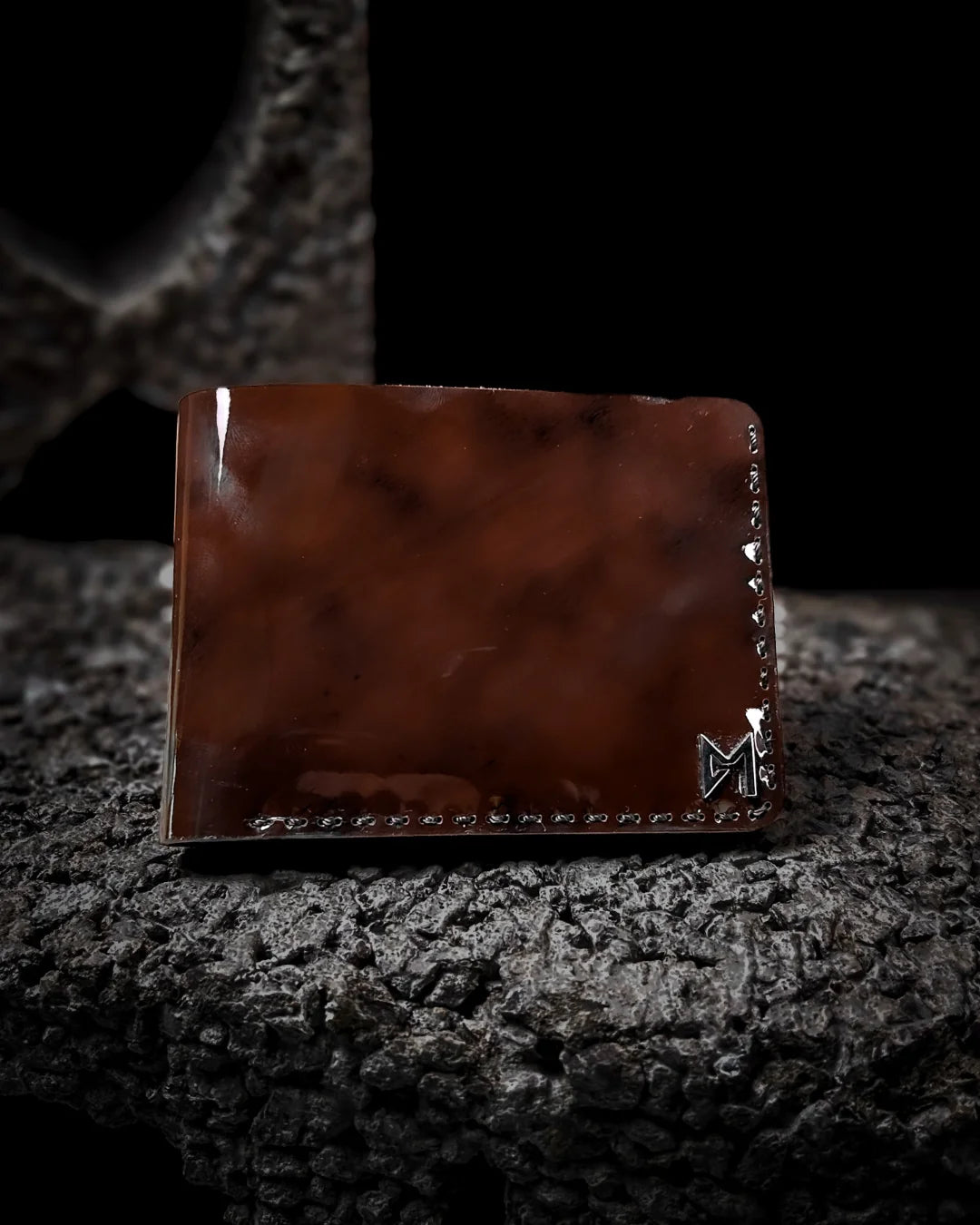 Patent Cloudy Brown Leather Wallet