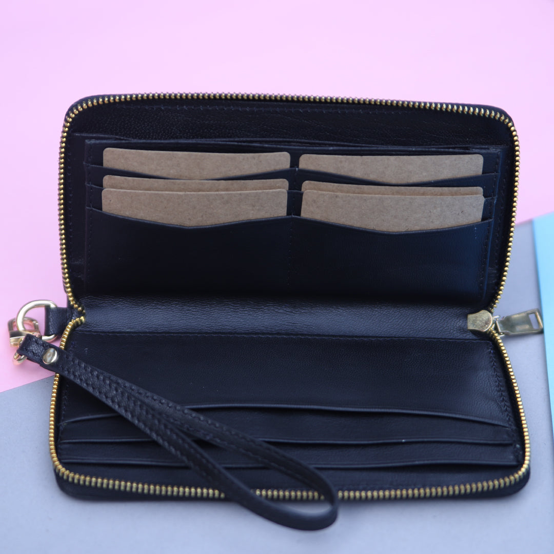 Ladies Leather Clutch Black Color Alligator Cow Leather #0094 - Le Mesh