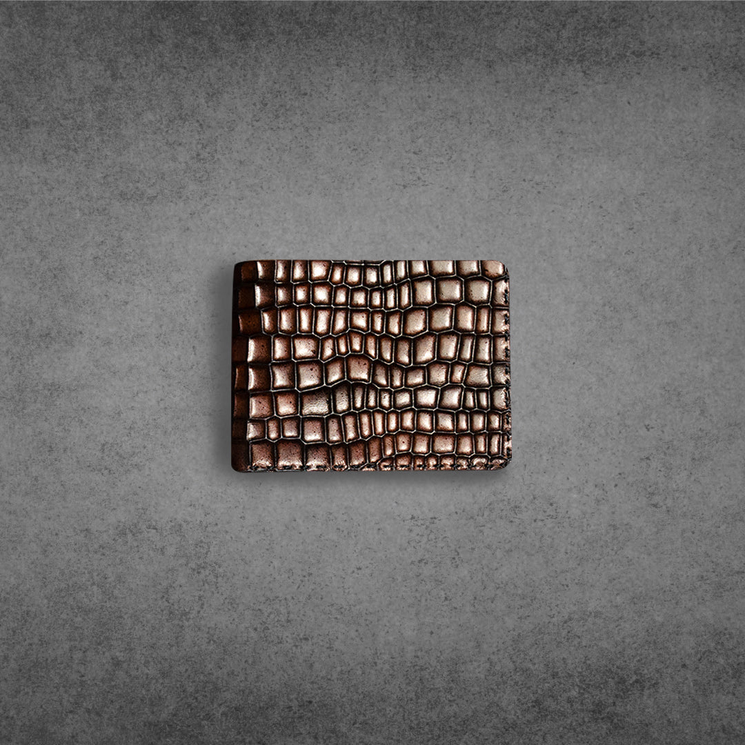 Chocolate croc glossy mini wallet #0083 - Le Mesh