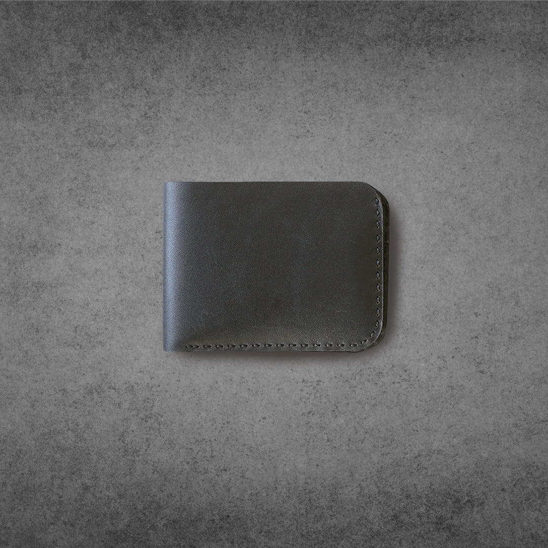 Black Perforated Cow Leather brogue style bi-fold wallet, fashion, luxury, hand stitched, hand craft, 6 card slots, 2 Cash pockets