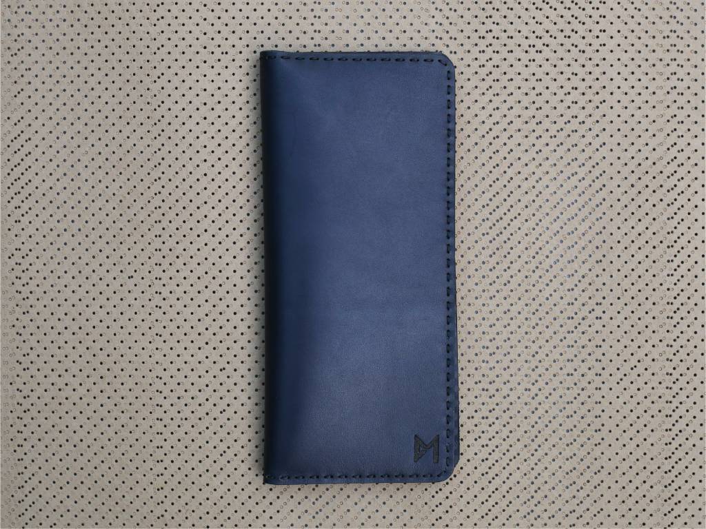 Soft Cow Leather Long Wallet Royal Blue # 0022