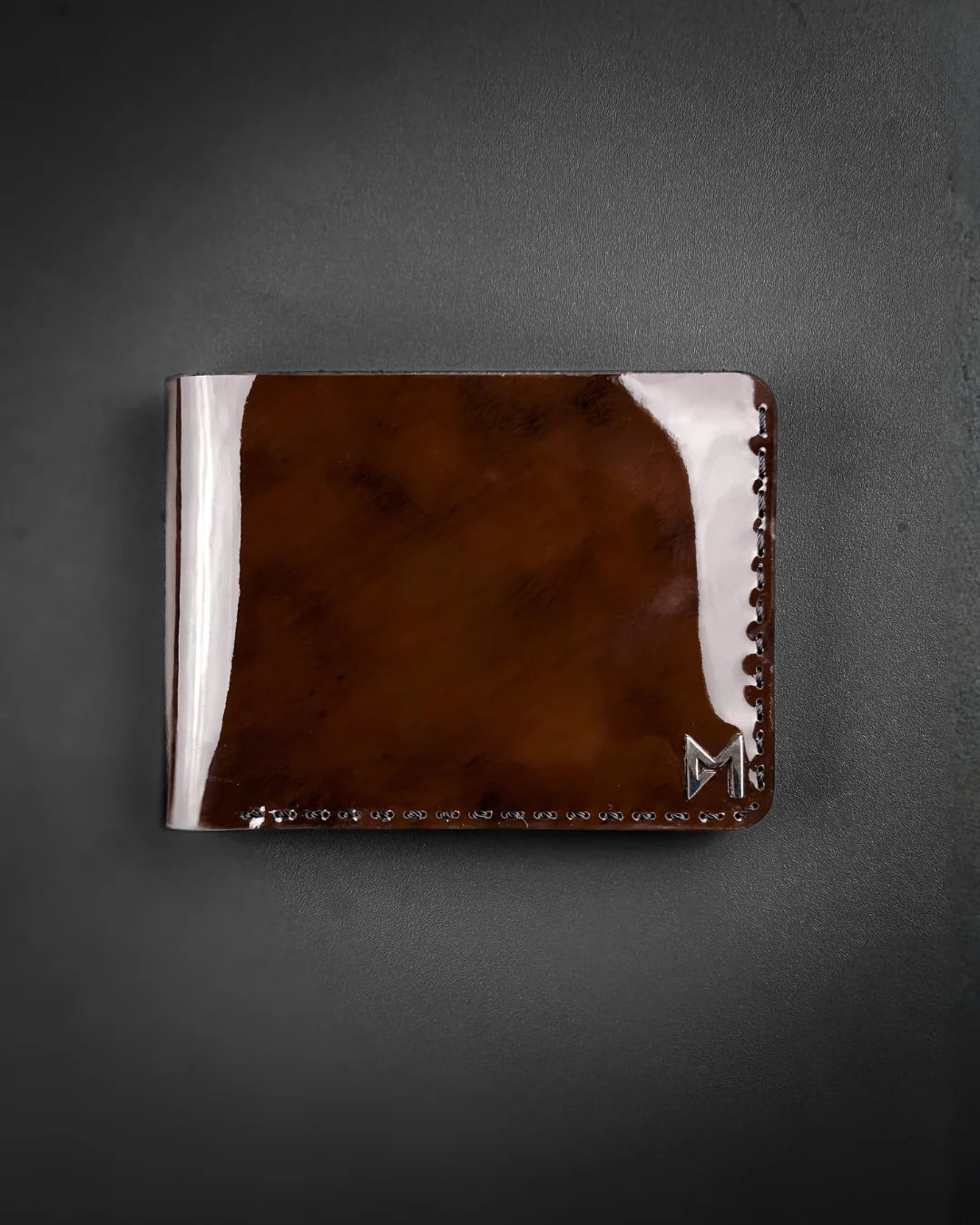 Patent Cloudy Brown Leather Wallet
