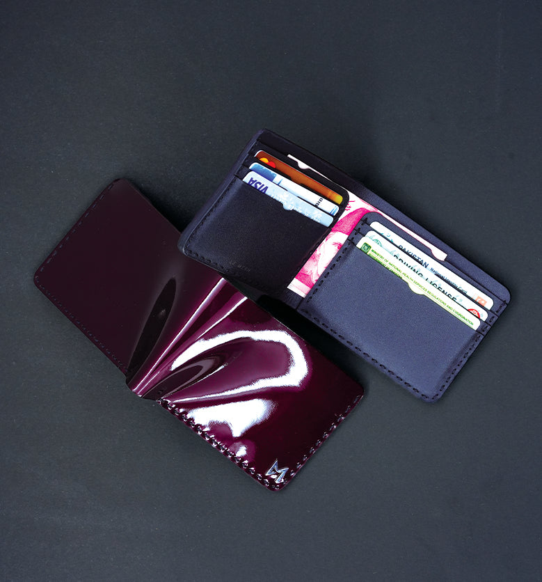 Patent Wine Leather Wallet